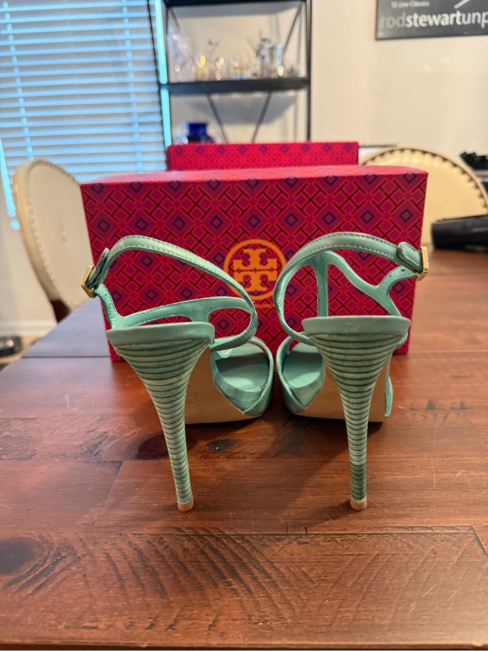 Tory Burch Mint Strappy Stiletto Sandals